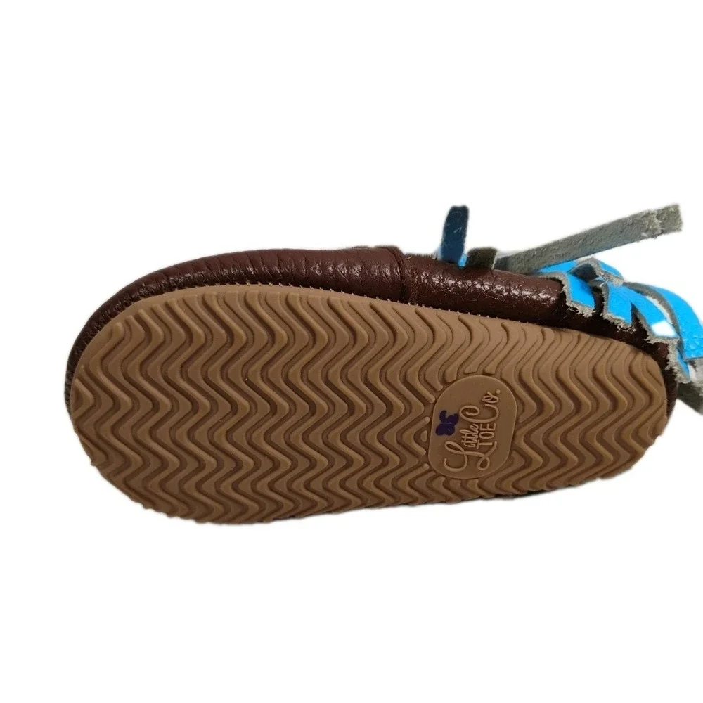 Little Toe Co. Girls 6-12m‎ Leopard Print Blue Fringe Brown Infant Shoes Boots
